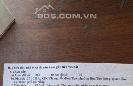 Bán đất mặt tiền đường Cống Quỳnh, Hòa Thọ Đông, Cẩm Lệ, Đà Nẵng